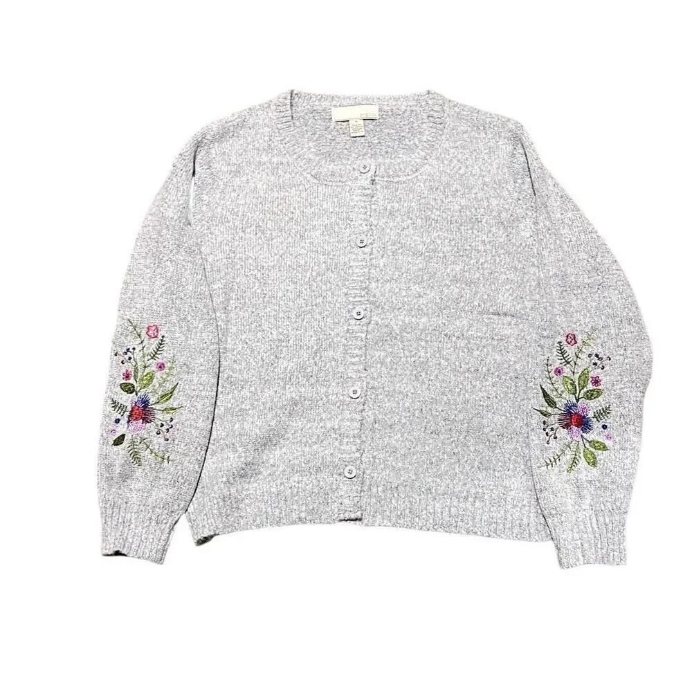 By Design Floral Embroidered Cardigan Size XL